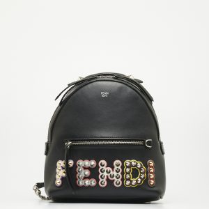 1 0111547 1 Fendi Visaway Studs Logo Rucksack Backpack Black Multicolor Leather