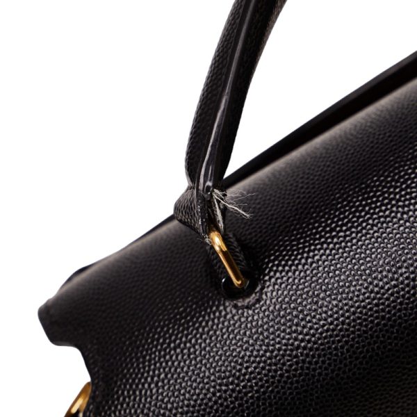 1 0118042 5 Saint Laurent Cassandra Top Handle Bag Handbag Shoulder 2way Black Leather