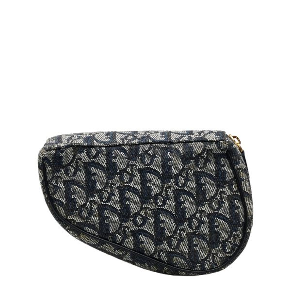 1 0118394 3 Dior Trotter Saddle Pouch Navy Gray Canvas