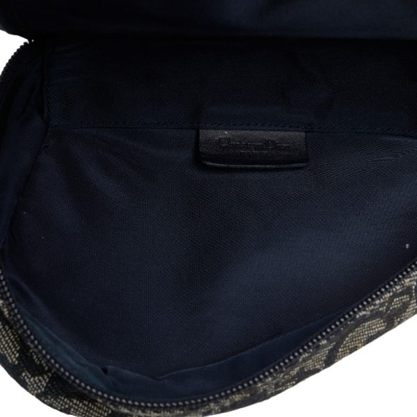 1 0118394 8 Dior Trotter Saddle Pouch Navy Gray Canvas