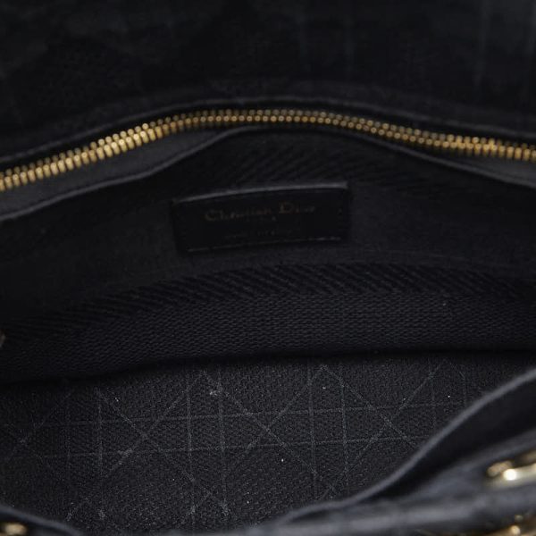 1 0120053 7 Dior Delight Cannage Handbag Shoulder Bag Black Canvas Embroidery