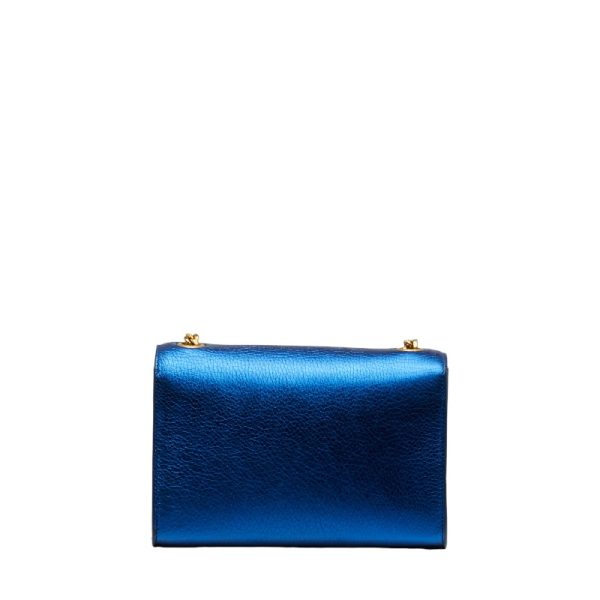 1 0124551 3 Saint Laurent Chain Shoulder Bag Blue Leather