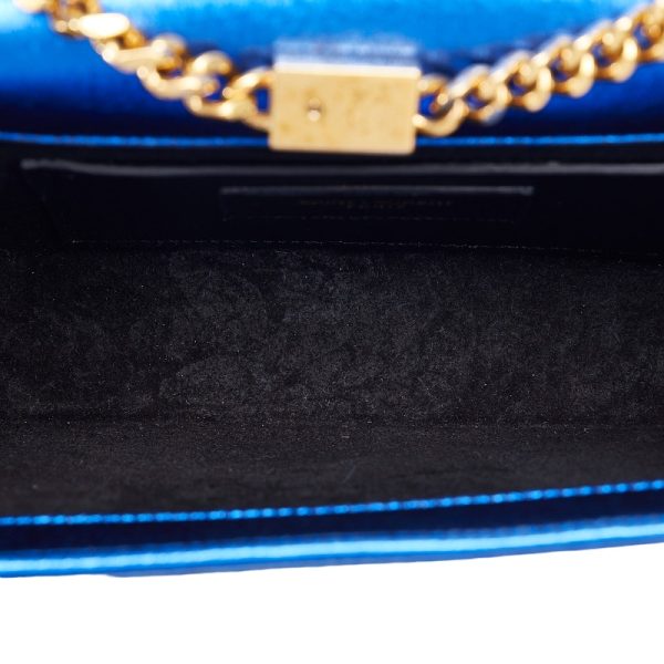 1 0124551 5 Saint Laurent Chain Shoulder Bag Blue Leather