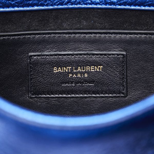 1 0124551 7 Saint Laurent Chain Shoulder Bag Blue Leather