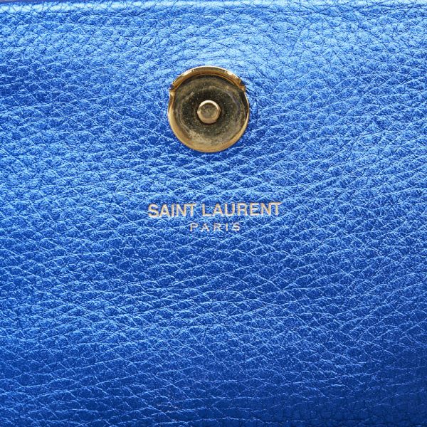 1 0124551 9 Saint Laurent Chain Shoulder Bag Blue Leather