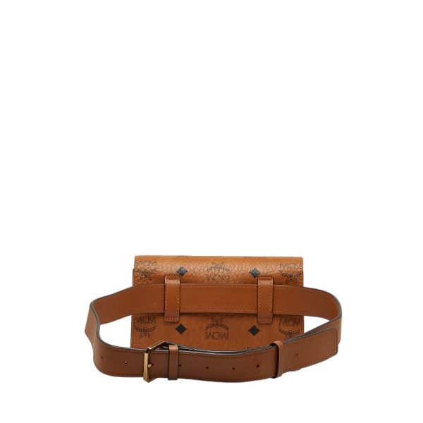 1 0124942 3 MCM Visetos Logogram Waist Bag Body Bag Brown PVC Leather