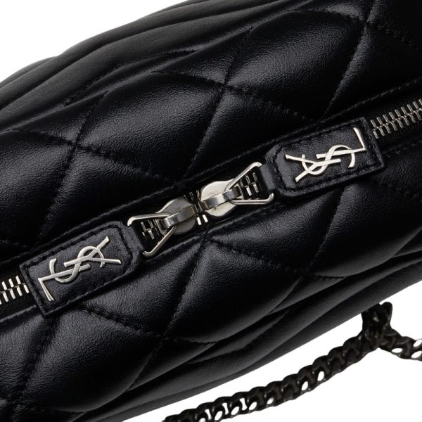 1 0129270 5 Saint Laurent Crossbody Chain Shoulder Bag Bowling Bag Black Leather