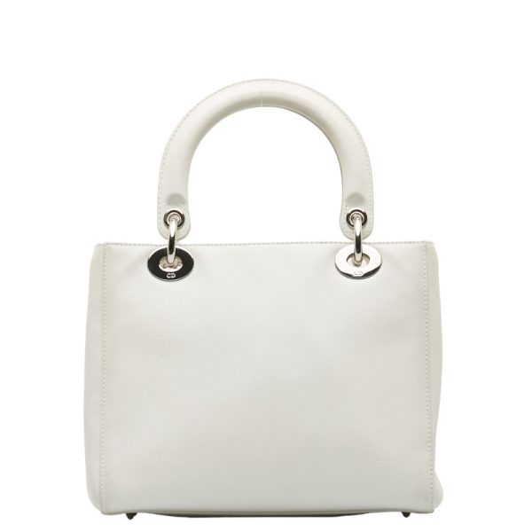 1 0132716 4 Dior Lady Dior Handbag Shoulder Bag 2way White Leather