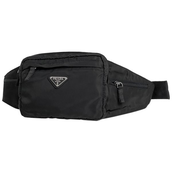 1 Prada Logo Plate Waist Bag Body Bag Nylon Nero Black