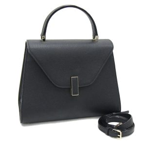 1 Valextra Handbag Leather Shoulder Bag Crossbody Top Handle Black