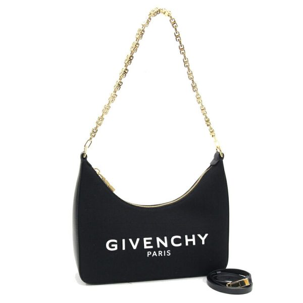 1 Givenchy Shoulder Bag Moon Cutout Leather Chain Handbag Black