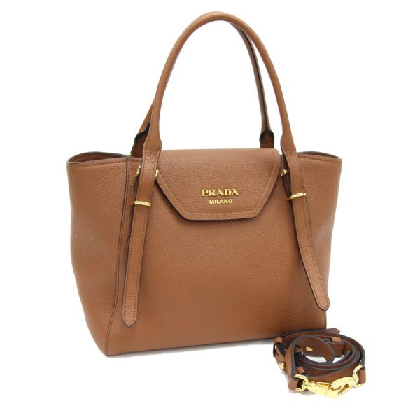 1 Prada 2way Handbag Leather Shoulder Bag Crossbody Brown