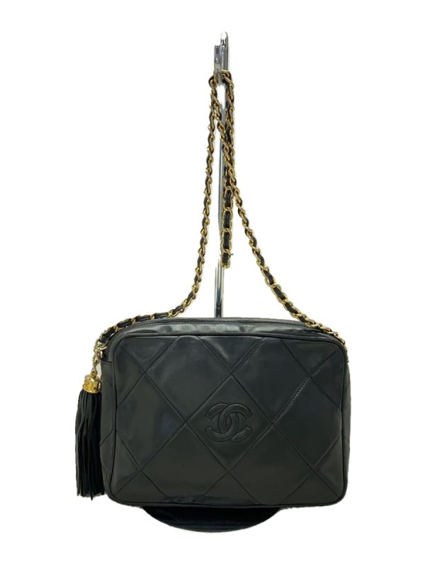 1 Chanel Shoulder Bag Tassel Leather Black