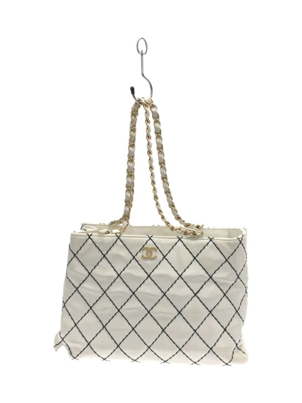 1 Chanel Wild Stitch Chain Tote Bag Leather White