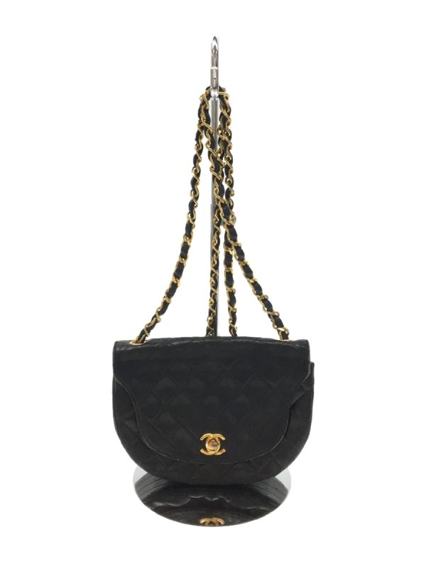 1 Chanel Matelasse Chain Shoulder Bag Half Moon Flap Black