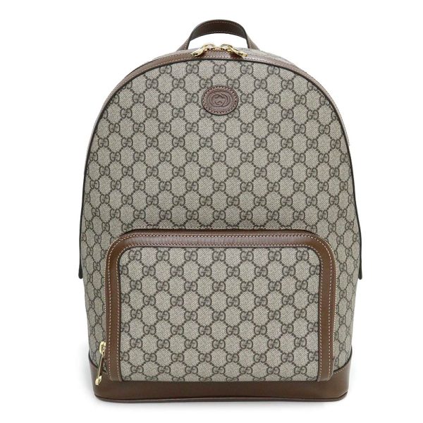 1 Gucci Backpack Daypack GG Supreme Canvas Leather Beige