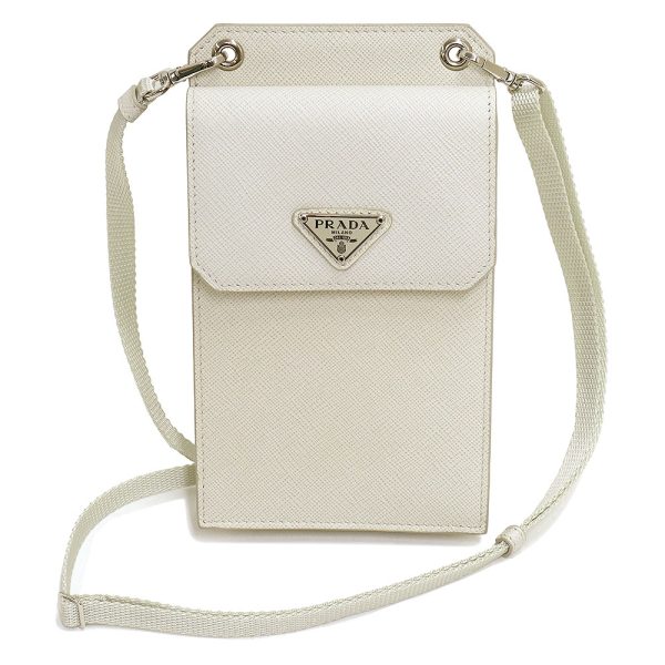 1 Prada Mobile Smartphone Case Crossbody Shoulder Bag Saffiano Leather White