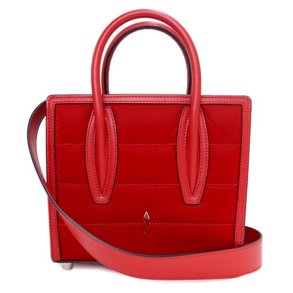 1 Christian Louboutin Handbag Crossbody Calfskin Leather Nylon Red