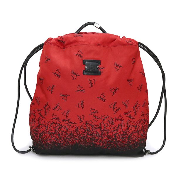 1 Christian Louboutin Backpack Daypack Nylon Red Black