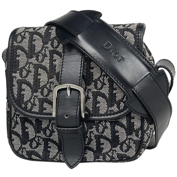 1 Christian Dior Trotter Pattern Shoulder Bag Black