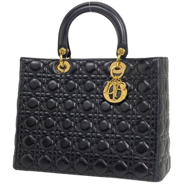 1 Christian Dior Cannage Handbag Leather Black