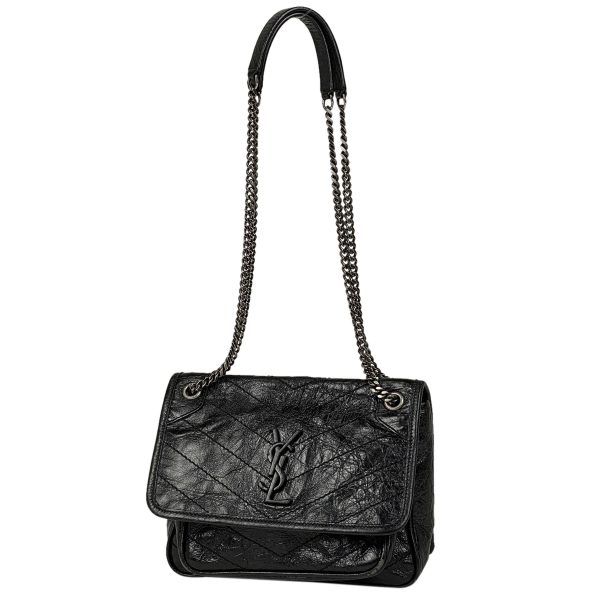 1 Saint Laurent Chain Shoulder Bag Crossbody Leather Black