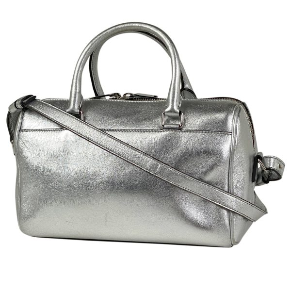 1 Saint Laurent Baby Duffle Handbag Shoulder Bag Crossbody Leather Silver