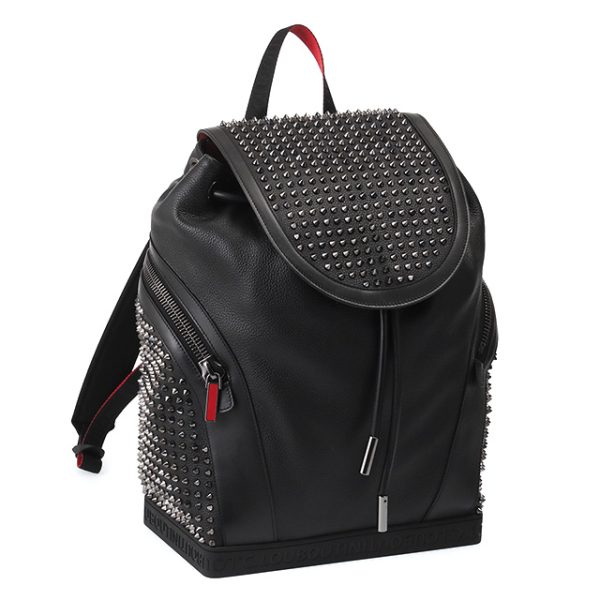 1 Christian Louboutin Leather Backpack Rucksack Shoulder Bag Crossbody Black