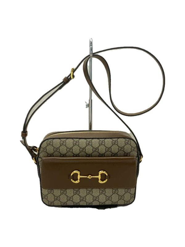 1 Gucci Shoulder Bag Allover Pattern Horsebit Brown