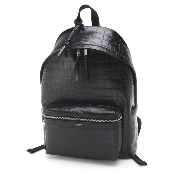 1 Saint Laurent Backpack Rucksack Crocodile Print Setarodeo Black