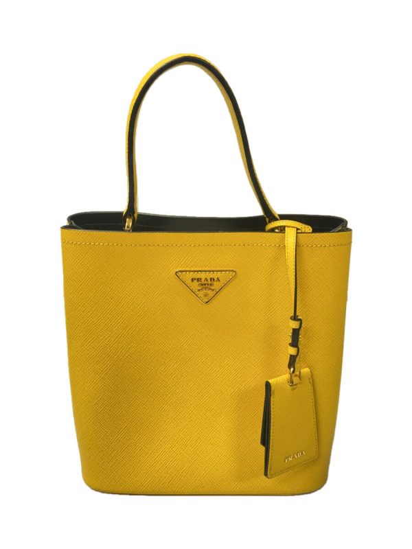 1 Prada Pannier Saffiano 2way Shoulder Bag Leather Yellow