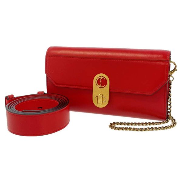 1 Christian Louboutin Chain Shoulder Bag Leather Belt Bag Red