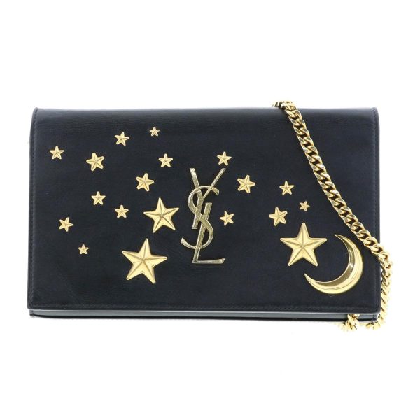 1 Saint Laurent Moon Stars Chain Wallet Shoulder Wallet Black