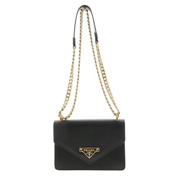 1 Prada Safiano Chain Shoulder Bag Messenger Bag Black