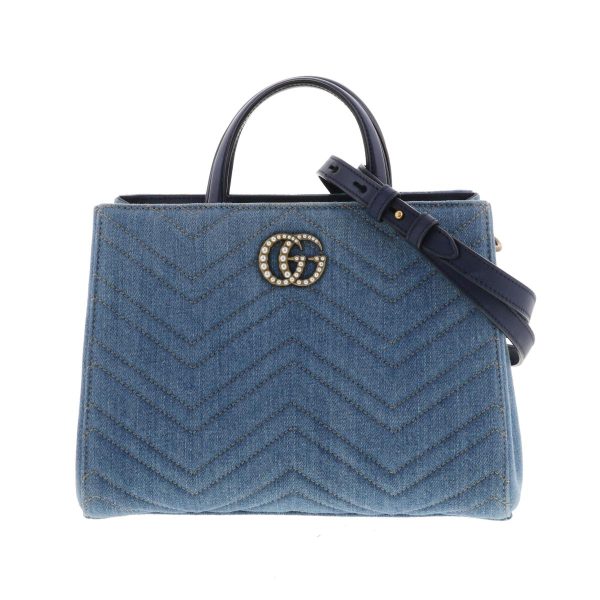 1 Gucci Gg Marmont 2way Bag Tote Bag Blue