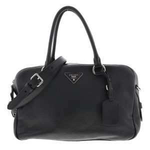 1 Burberry One Shoulder Bag Check PVC Leather Black