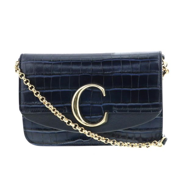 1 Chloe Croc embossed Shoulder Bag Navy Messenger Bag