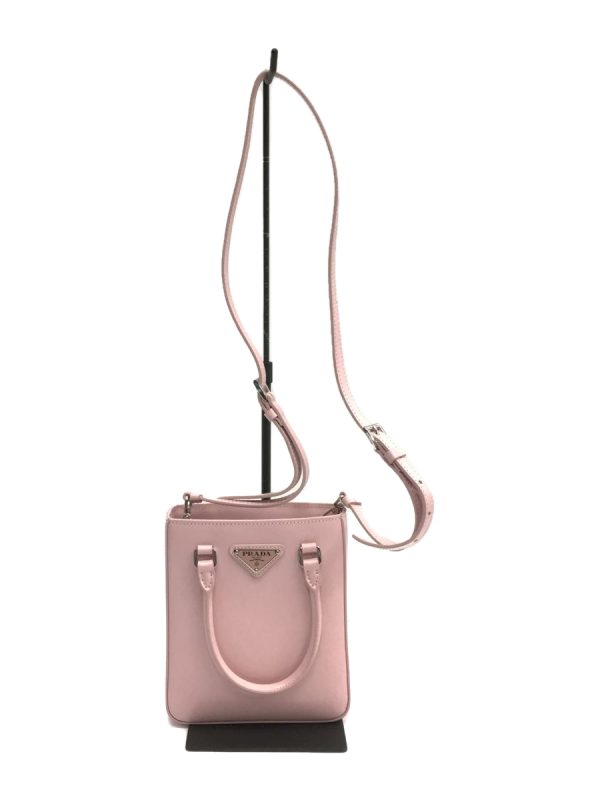 1 Prada Small Brushed Leather Tote Bag Triangle Logo Crossbody Bag Pink