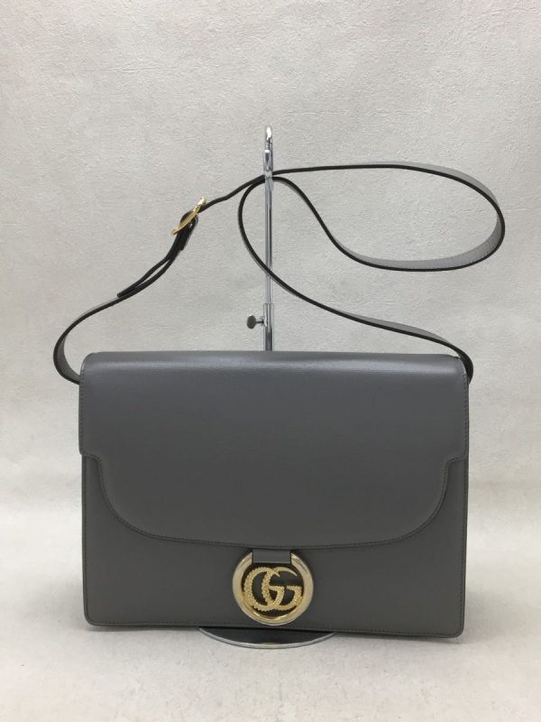 1 Gucci Shoulder Bag Leather Gray