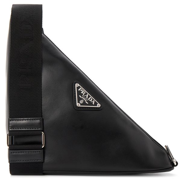 1 Prada Triangle Leather Shoulder Bag Black