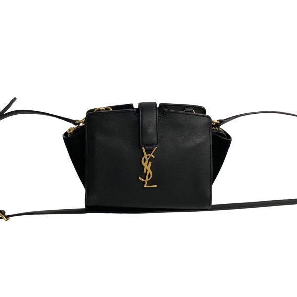 1 Saint Laurent Paris YSL Logo Leather 2way Handbag Shoulder Bag Black