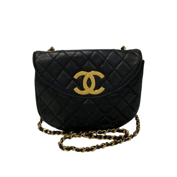 1 Chanel Matelasse Coco Mark Lambskin Leather Chain Mini Shoulder Bag Black