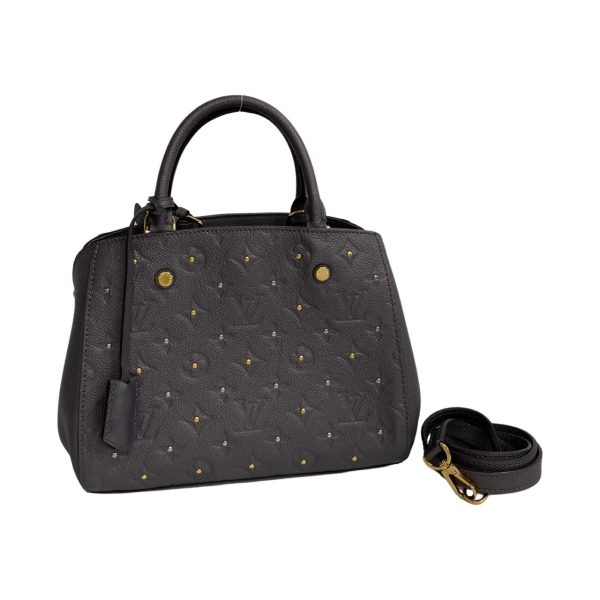 1 Louis Vuitton Montaigne BB Monogram Empreinte Leather Handbag Black