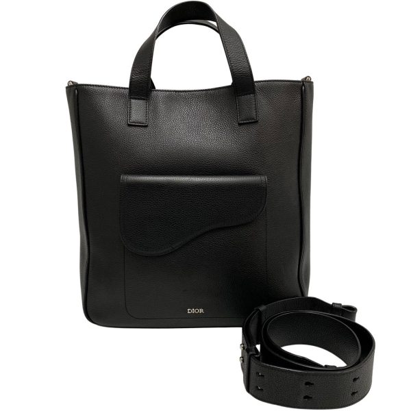 1 Christian Dior Leather 2way Tote Bag Shoulder Bag Black