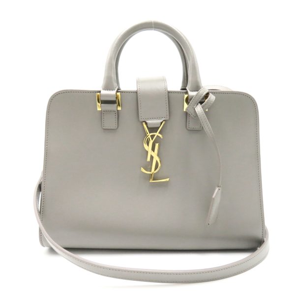 1 Saint Laurent Baby Cabas Handbag Bag Leather Gray