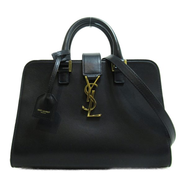 1 Saint Laurent Baby Cabas Handbag Leather Black