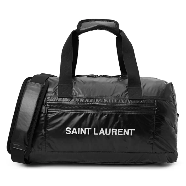 1 Saint Laurent Tote Shoulder Bag Polyamide Brass Handle Cotton Black