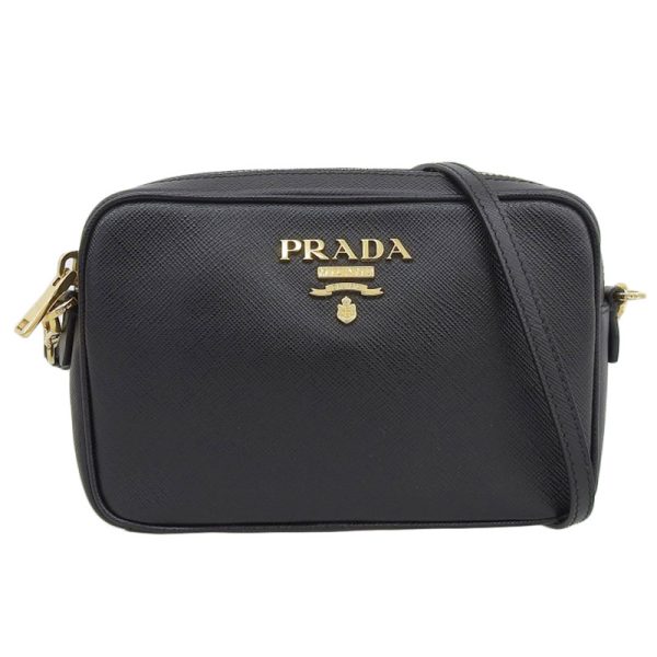 1 Prada Shoulder Bag Pochette Mini Bag Leather Black