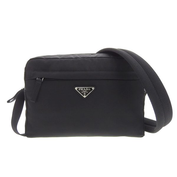 1 Prada Shoulder Bag Diagonal Nylon Black