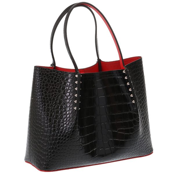 1 Christian Louboutin Cabarock Small Calf Leather Handbag Tote Bag Black